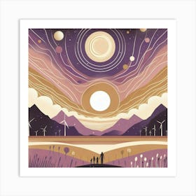 The Milky Way In Shades Of Honey And Lavender Dancing With The Sun And The Moon Minimalist Style 2 Art Print