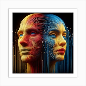 Abstract Portrait Of A Man And Woman Art Print