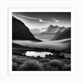 Black And White Mountain Landscape 3 Art Print