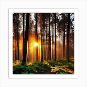 Sunrise In The Forest 18 Art Print