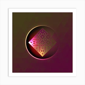 Geometric Neon Glyph on Jewel Tone Triangle Pattern 137 Art Print