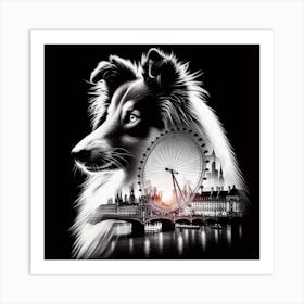 Collie silhouette 7 Art Print