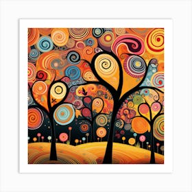 Swirling Trees Art Print