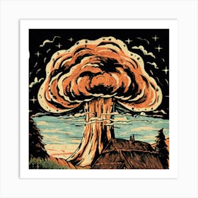 Wooden hut left behind by an atomic explosion 10 Art Print