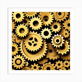 Gold Gears Background 1 Art Print