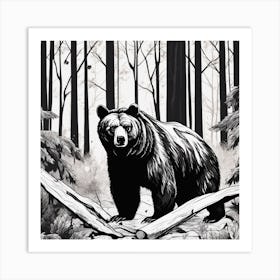 Black Bear In The Woods Art Print