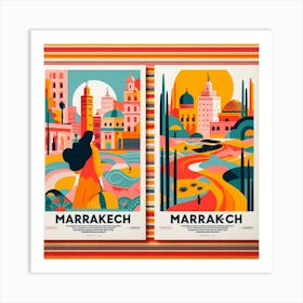 Marrakech Travel Poster Set Art Print