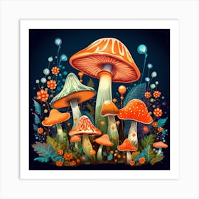 Mushrooms In The Forest 93 Art Print