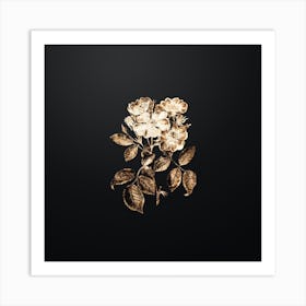 Gold Botanical Rose Clare Flower on Wrought Iron Black n.4755 Art Print