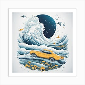 Car In The Ocean Art Print