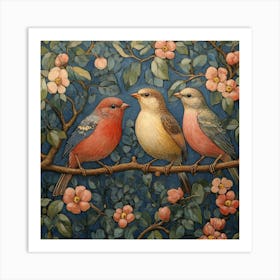 Three Birds On A Branch Art 7 Art Print