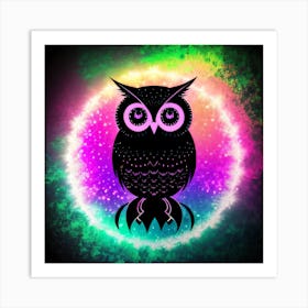 Owl In A Circle Art Print