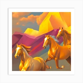 Horses In The Mountains Art Print