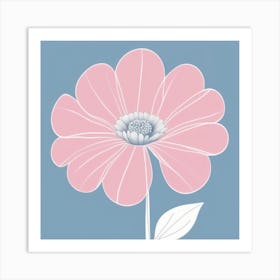 A White And Pink Flower In Minimalist Style Square Composition 421 Art Print