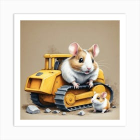 Hamster On A Bulldozer 1 Art Print