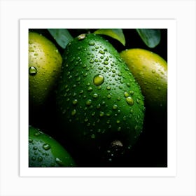 Water Droplets On Avocados Art Print