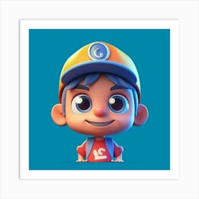 Cartoon Boy With Hat Art Print