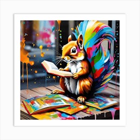 Squirrel Reading A Book 6 Art Print