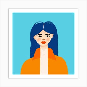 Woman With Blue Hair Art Print