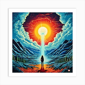 Woman Standing In Front Of The Sun Art Print