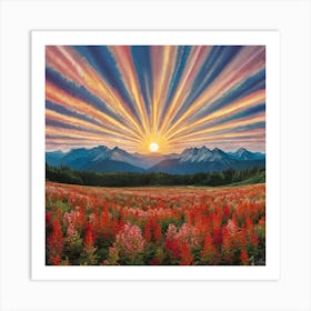 Sunset In The Mountains 4 Art Print