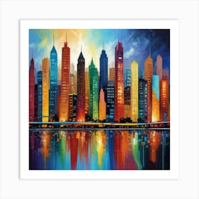 1000014981 Colorful abstract painting cities royalty. Art Print