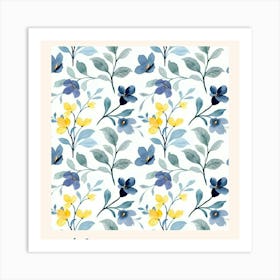 Blue And Yellow Flowers Art Print