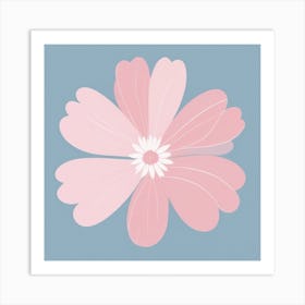 A White And Pink Flower In Minimalist Style Square Composition 67 Art Print