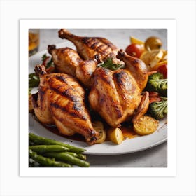 Grilled Chicken With Vegetables Art Print