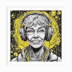 Cosmic Oma With Headphones Art Print