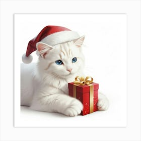 Santa Cat 3 Art Print