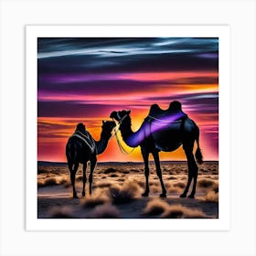 Camels In The Desert 12 Art Print