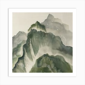 Japanese Watercolour Of Mount Kirigamine 4 Art Print