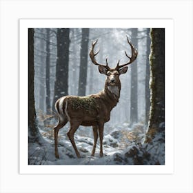 Deer In The Woods 37 Art Print