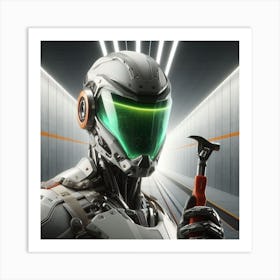 Robot Holding A Hammer Art Print