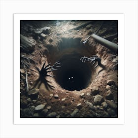 Monster Crawls Out Of A Hole Art Print