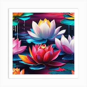 Lotus Flower Painting 6 Art Print