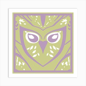Chic Owl Purple And Mustard Art Print