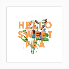 Hello Sweet Pea Square Art Print
