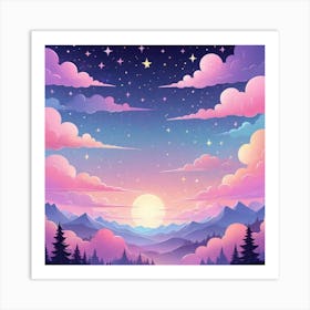 Sky With Twinkling Stars In Pastel Colors Square Composition 34 Art Print