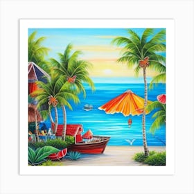 Beach Huts Art Print