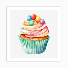 Watercolor Cupcake 1 Art Print