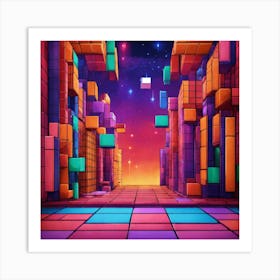 Tetris Stage Background Art Print