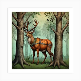 Deer In The Forest 17 Art Print