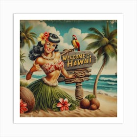 Hawaiian Hula Girl Art Print