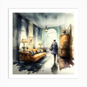 Watercolor Living Room Art Print