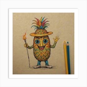 Pineapple Drawing Art Print