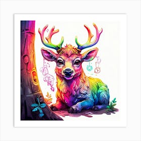 Rainbow Deer 1 Art Print