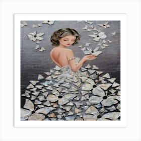 Girl With Butterflies Art Print