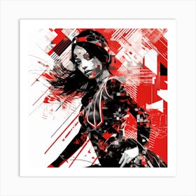 Girl In Red And Black Art Print